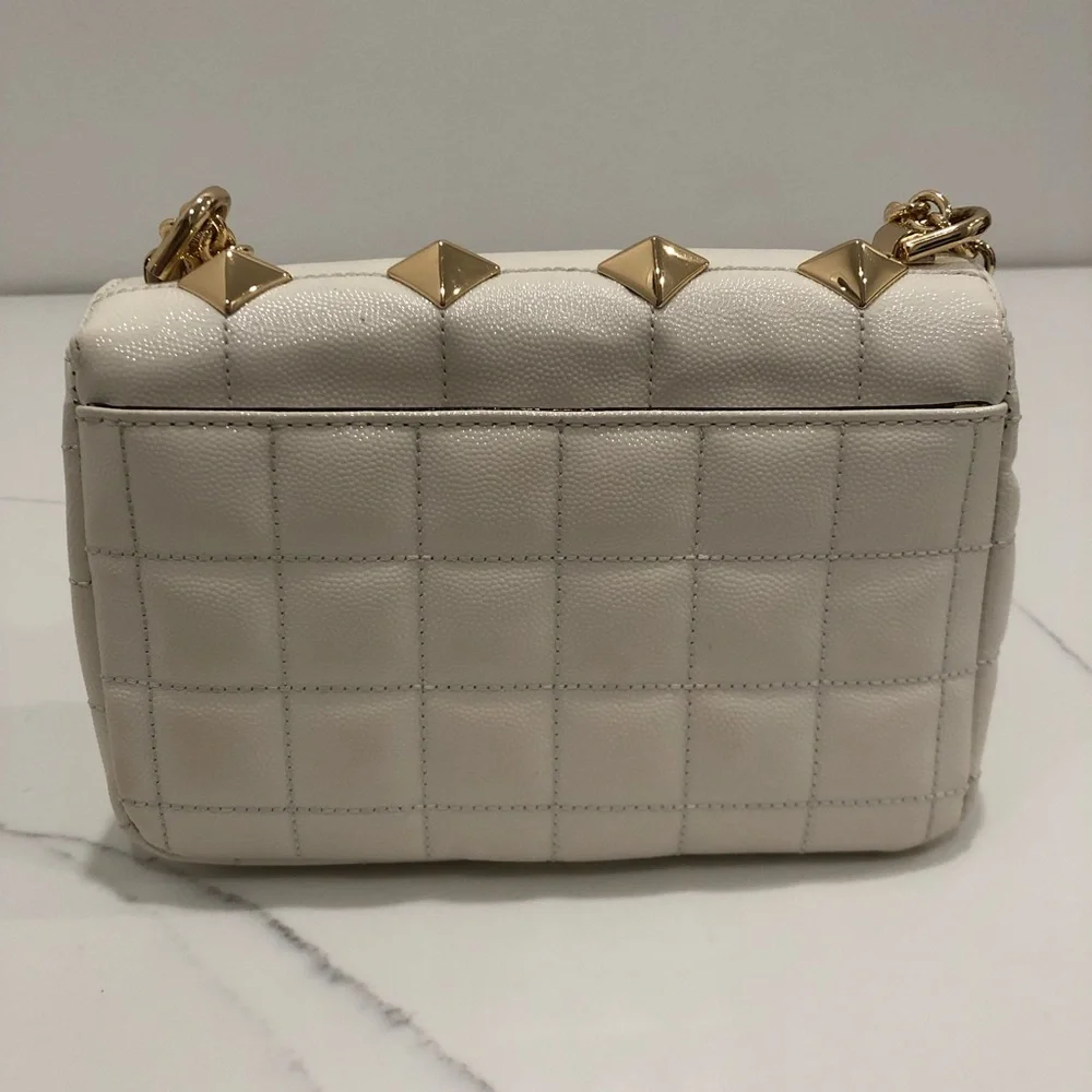 Michael Kors Cream and Gold Studded Crossbody Bag - Picture 2 of 7